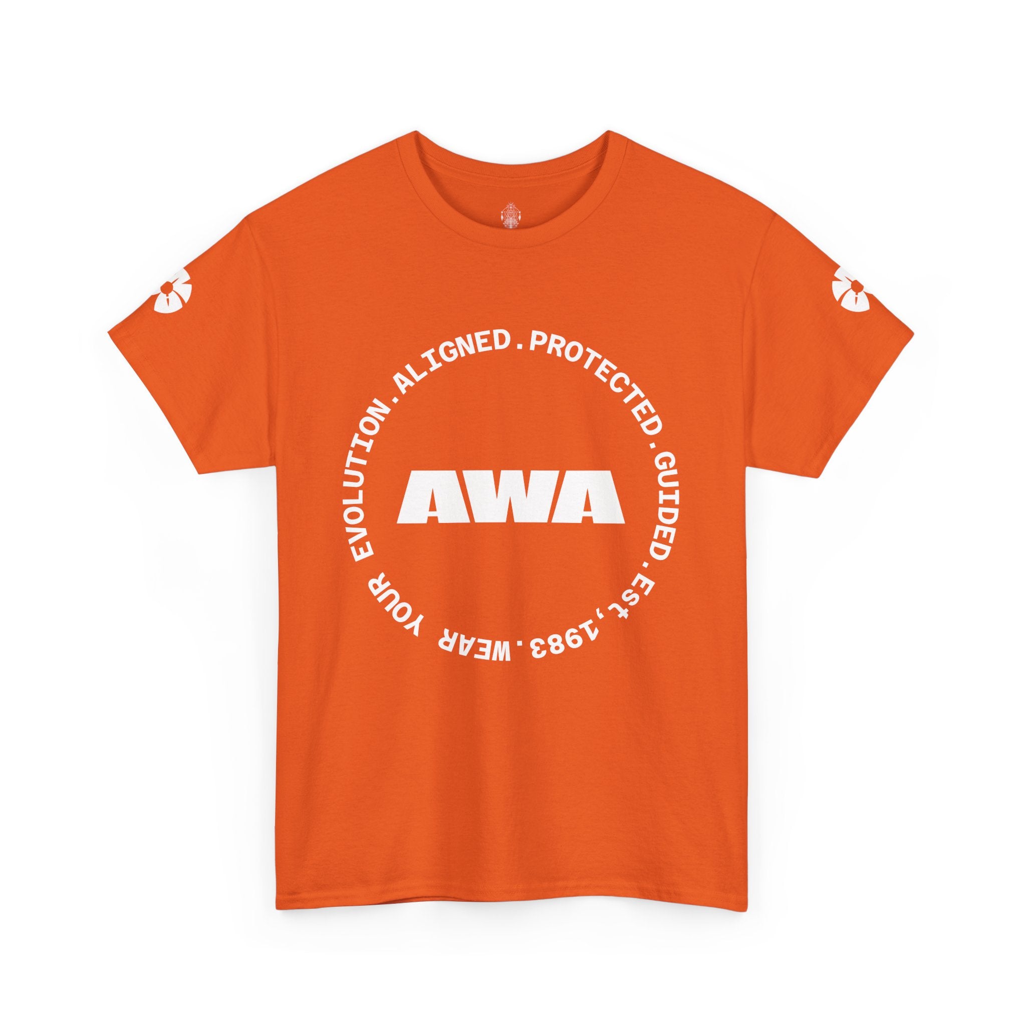 AWA Circle Logo Tee — Bold Black Graphic T‑Shirt with 'AWA' Emblem