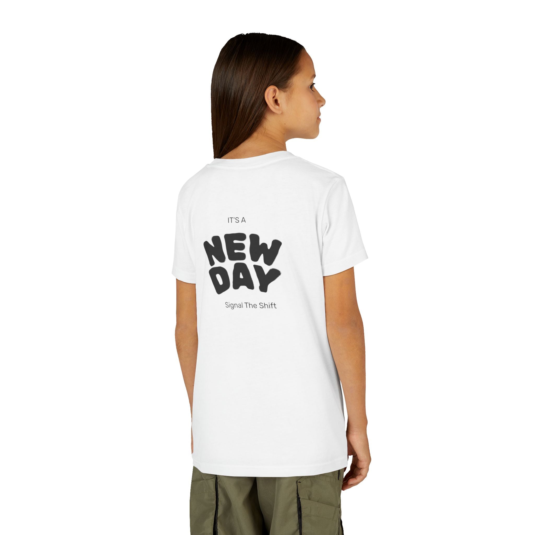 Youth Tee — "Awaken Within" Lotus Front & "It's a New Day" Back Inspirational Shirt