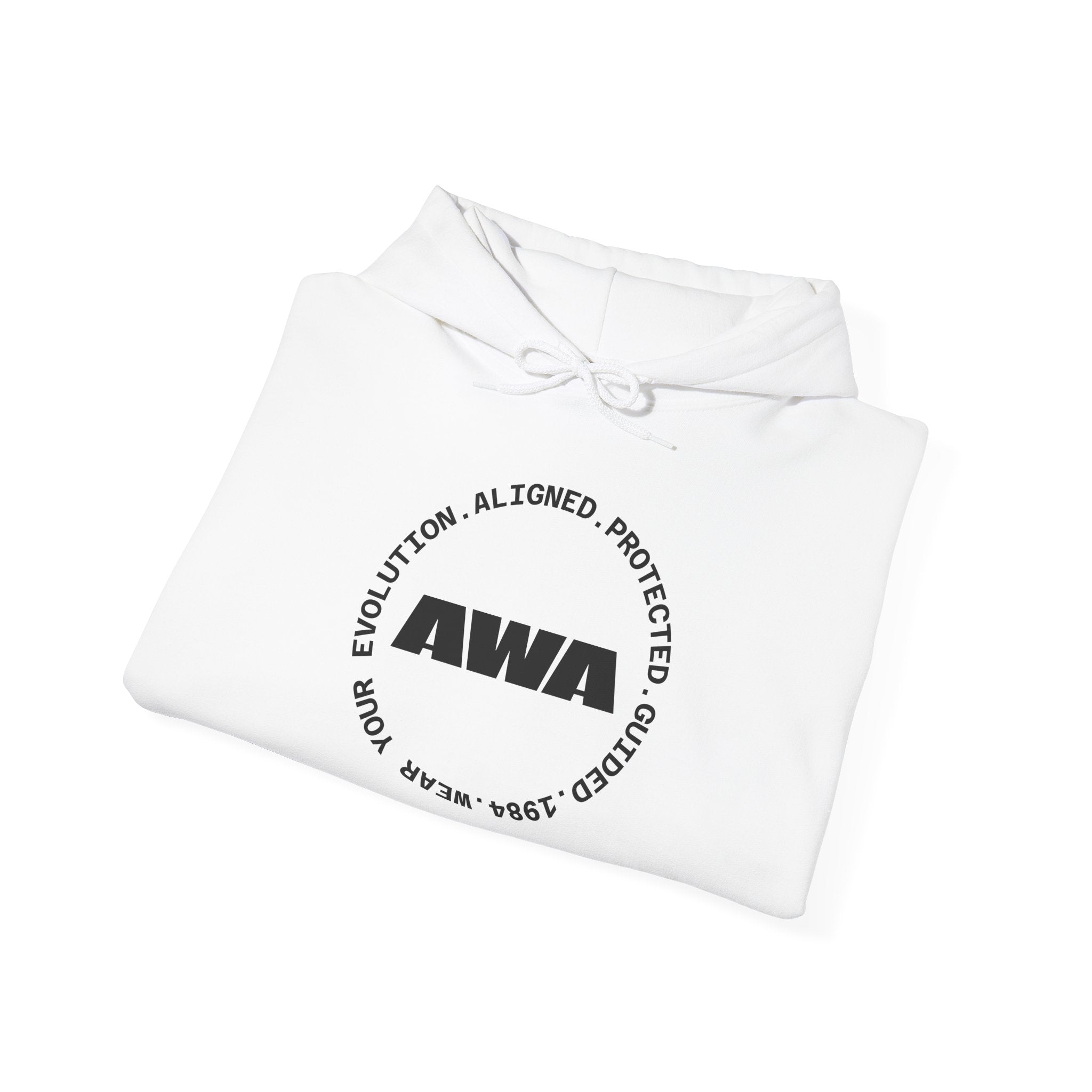 AWA Circle Logo Hoodie — Minimalist Monochrome Pullover