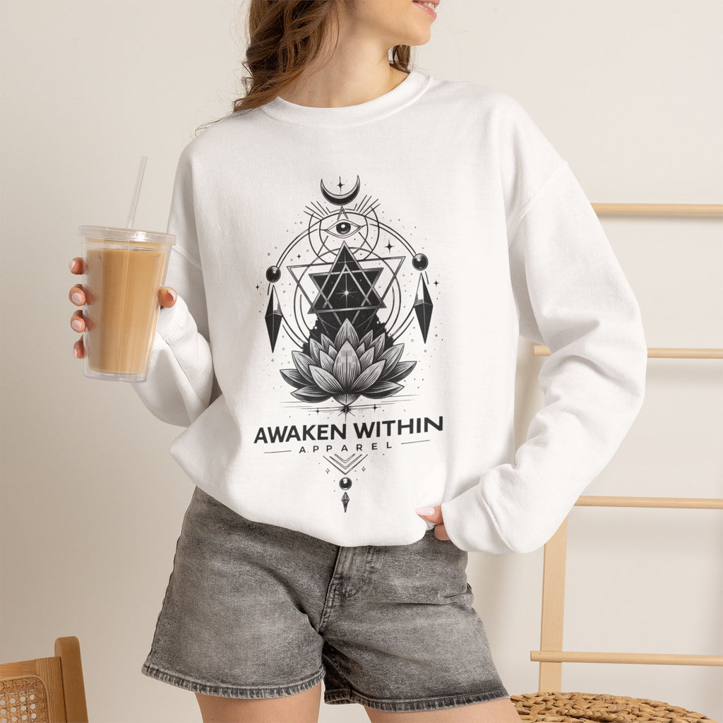 Lotus & Geometric Spiritual Crewneck Sweatshirt