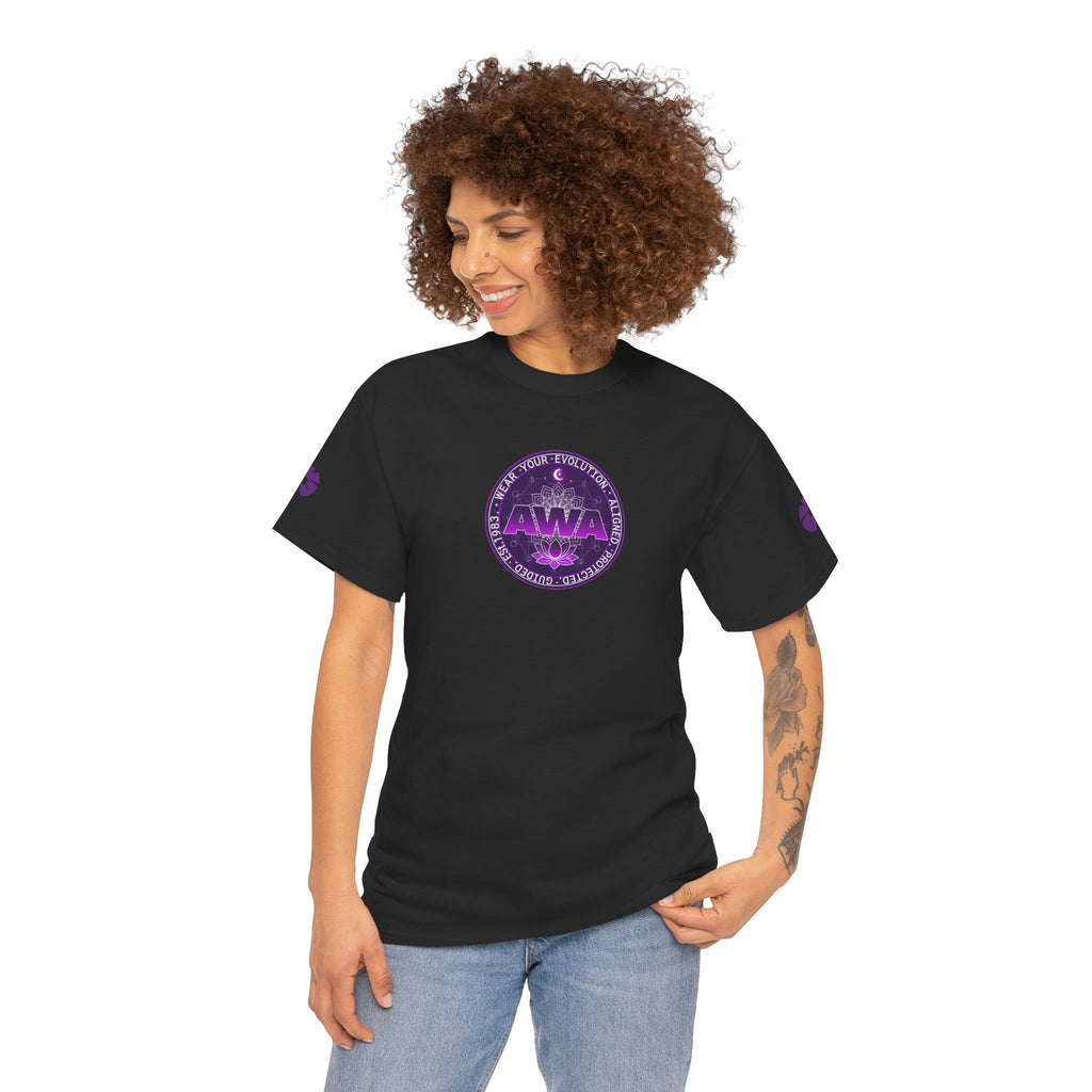 AWA Evolution Logo Purple Retro Space Graphic Tee