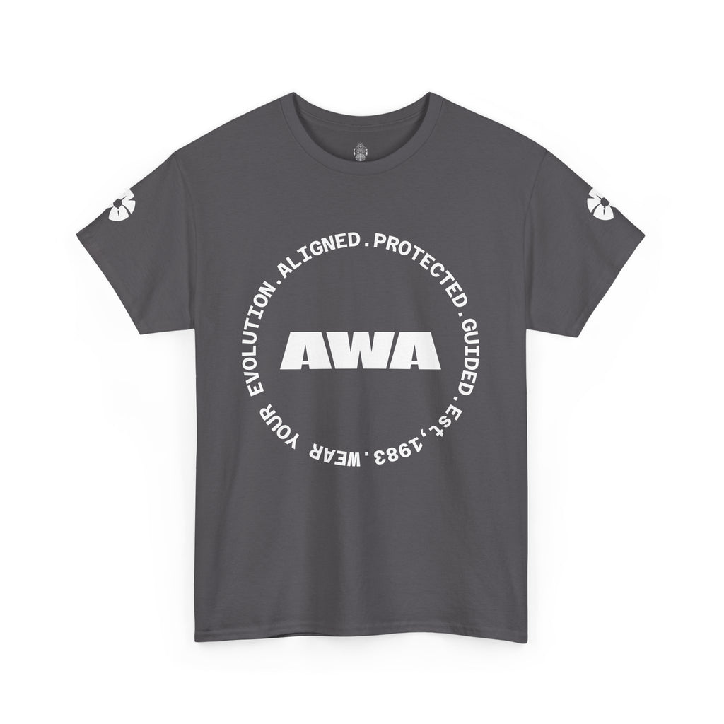 AWA Circle Logo Tee — Bold Black Graphic T‑Shirt with 'AWA' Emblem