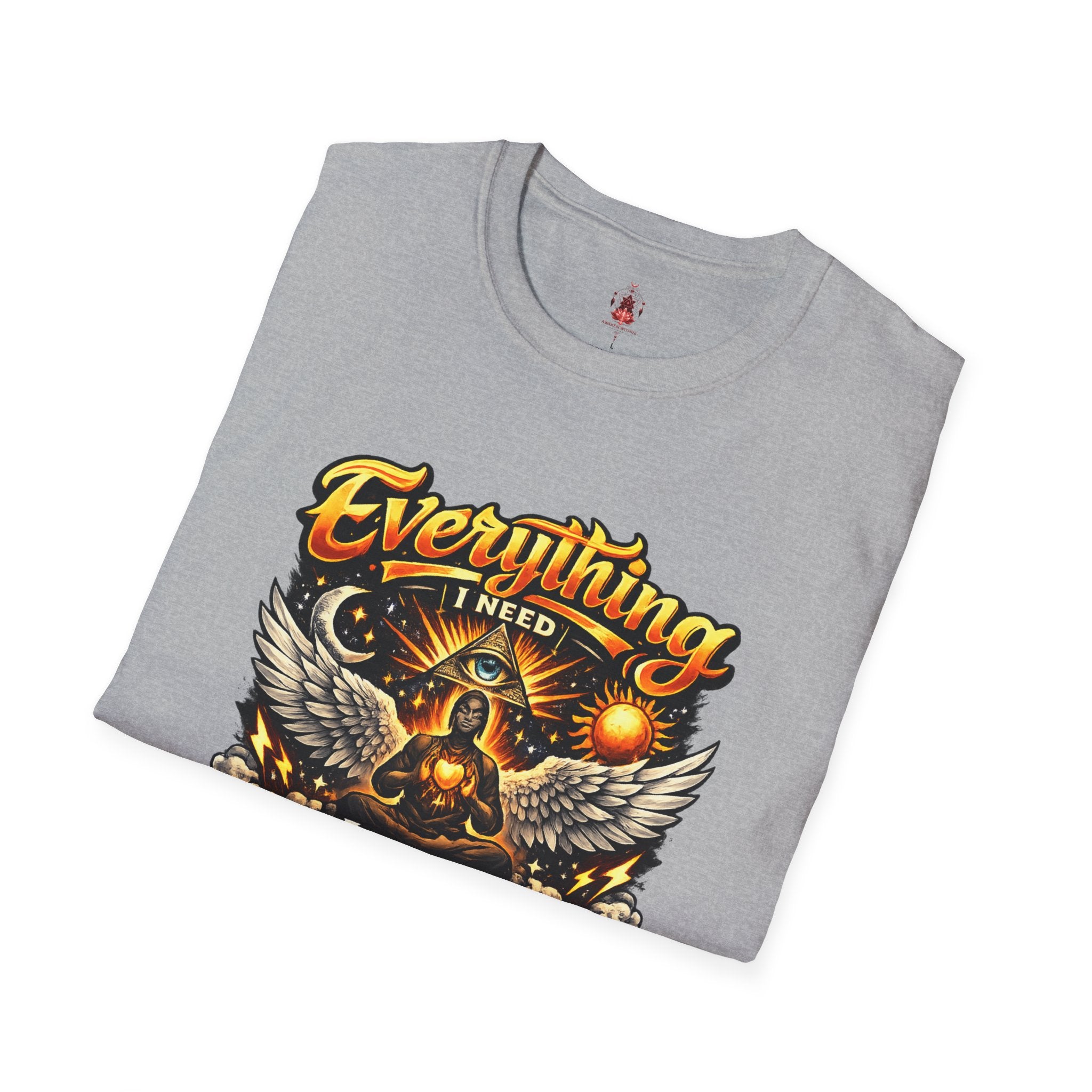 Spiritual Graphic T-Shirt — "Everything I Need Already Lives Within Me" - Awaken Within Apparel