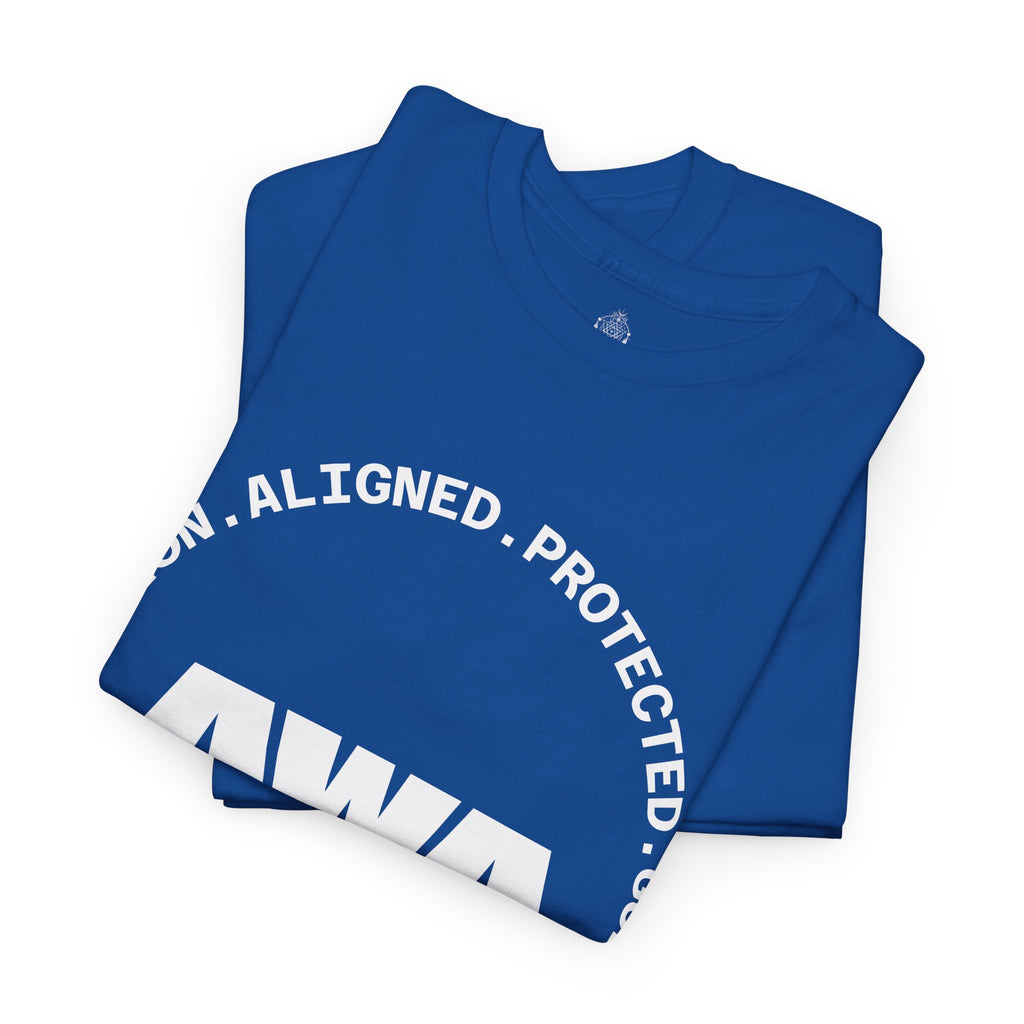 AWA Circle Logo Tee — Bold Black Graphic T‑Shirt with 'AWA' Emblem