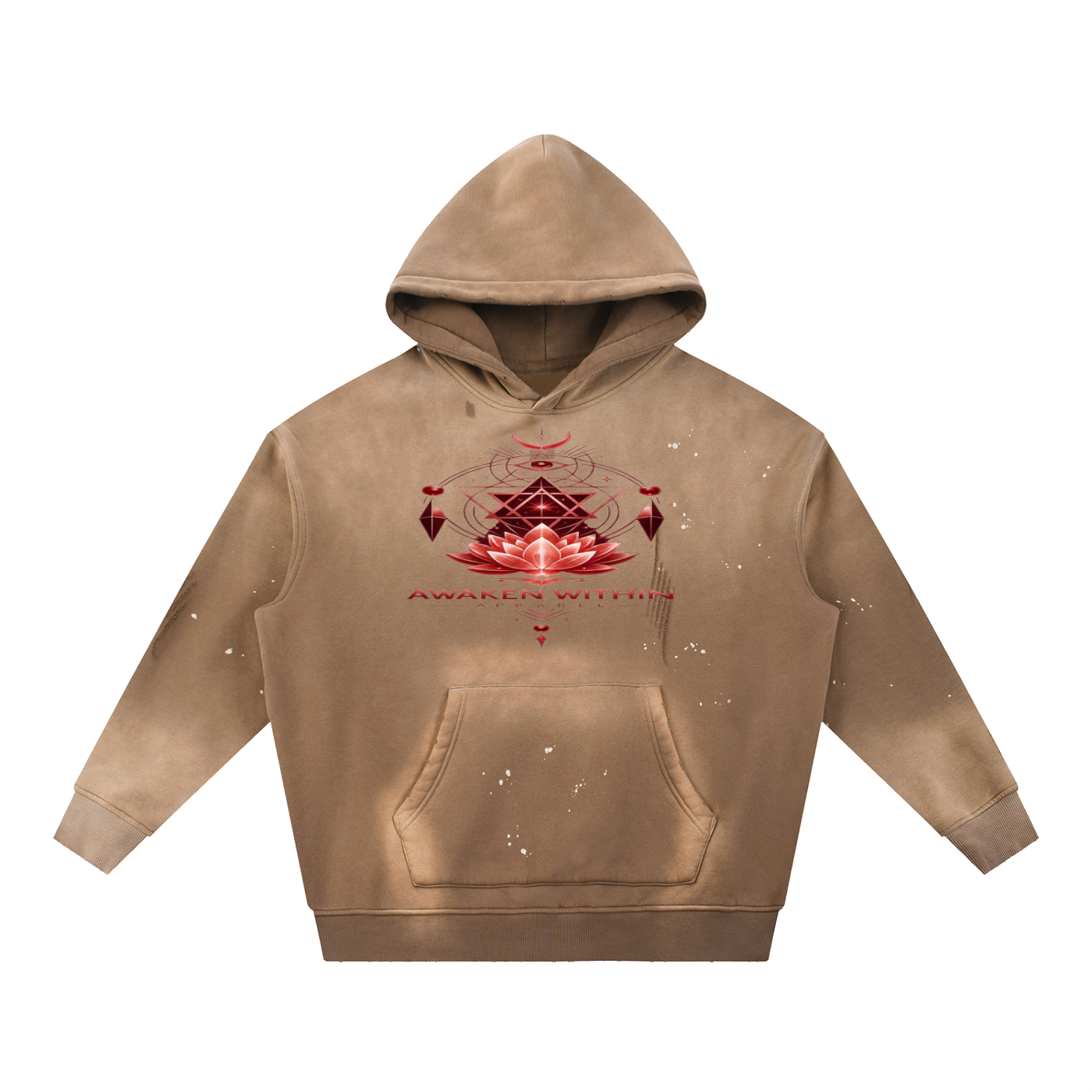Vintage Washed Frayed Fleece Hoodie-Awaken Within Apparel Design