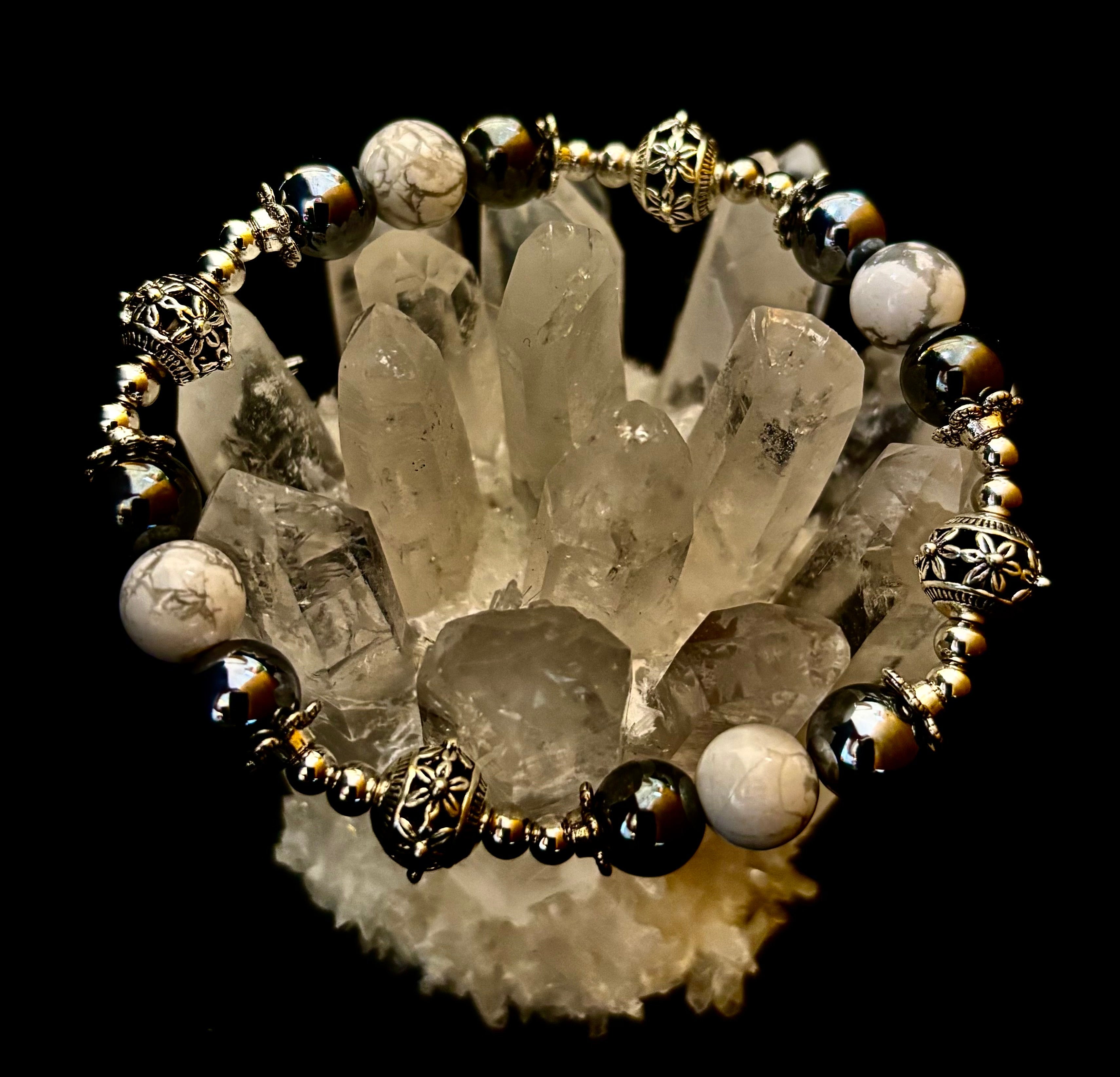 Calm & Comfort Pain Relief Bracelet – Howlite, Hematite & Terahertz