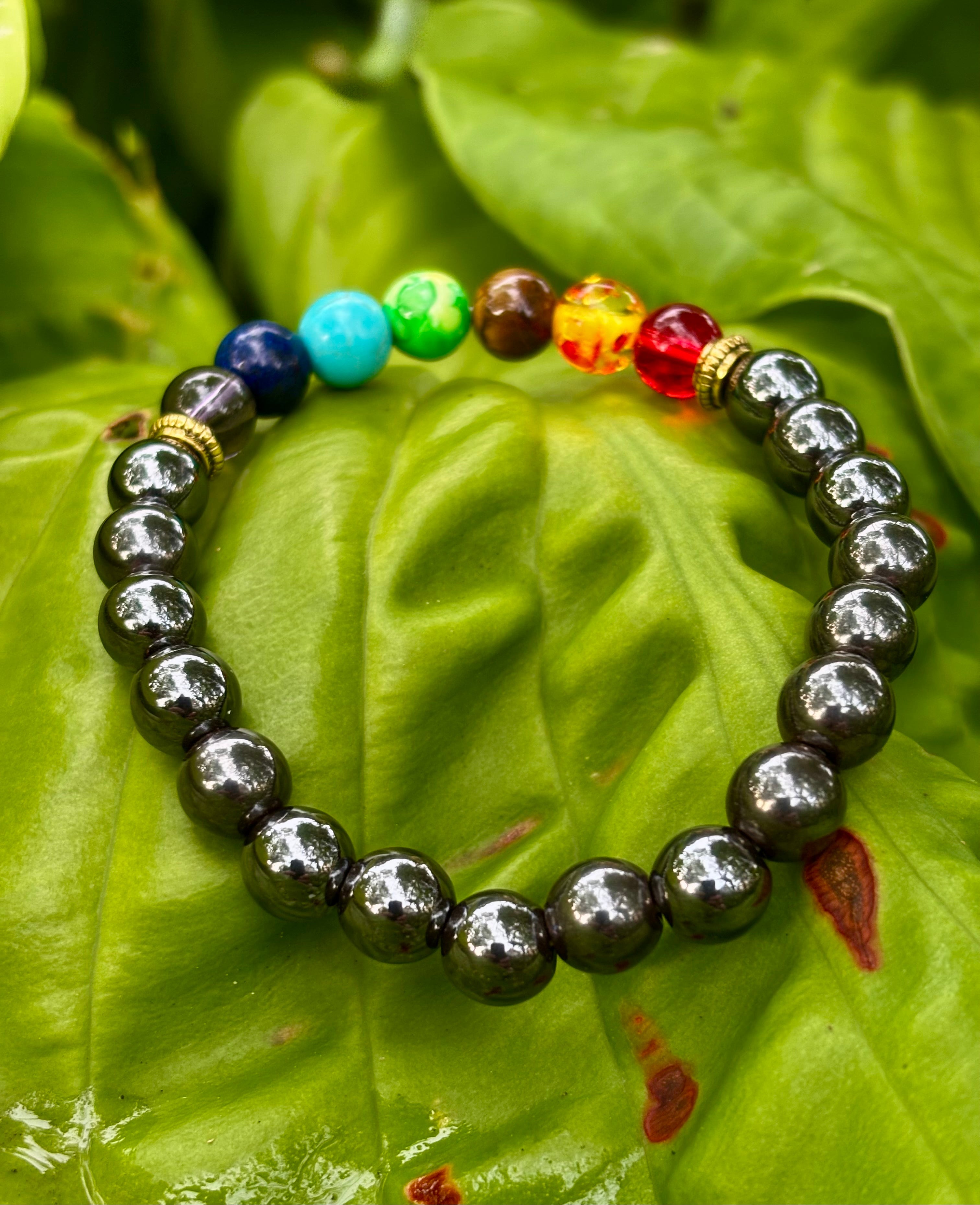Chakra Healing Reiki-Infused Bracelet with Hematite - Grounding, Protection & Balance