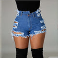 Women's High Waist Ripped Denim Shorts