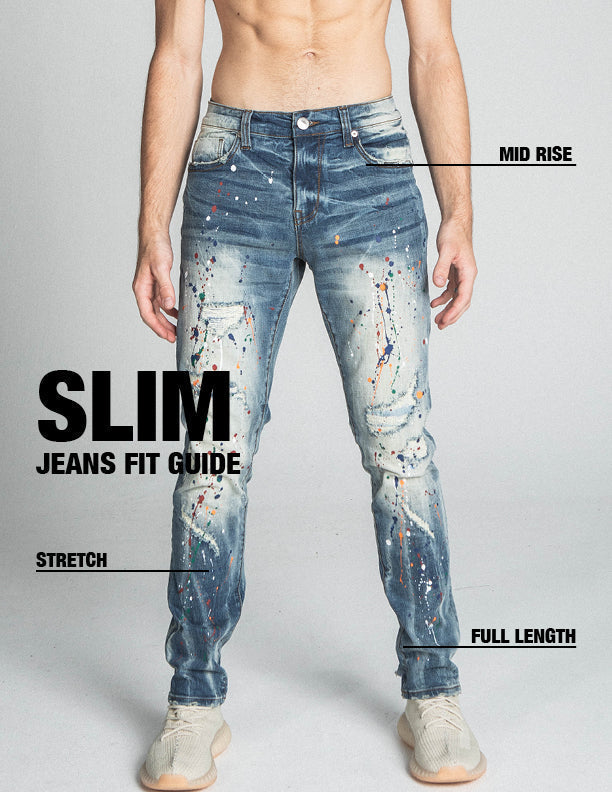 AJ738SL-1 SPLASH PAINT VINTAGE SLIM JEANS