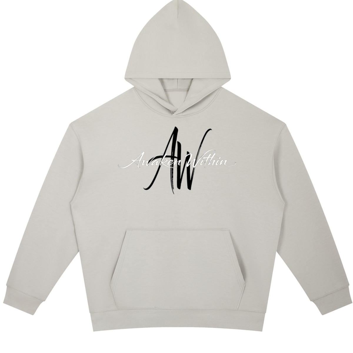 AWA Script Hoodie — Brush AW + Awaken Within Oversized Heavyweight Pullover