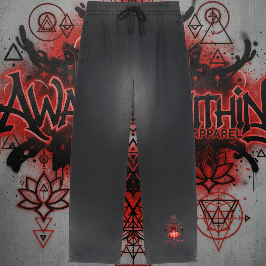 AW Apparel Sun Fade Raw Edge Straight Leg Sweatpants Black & Navy