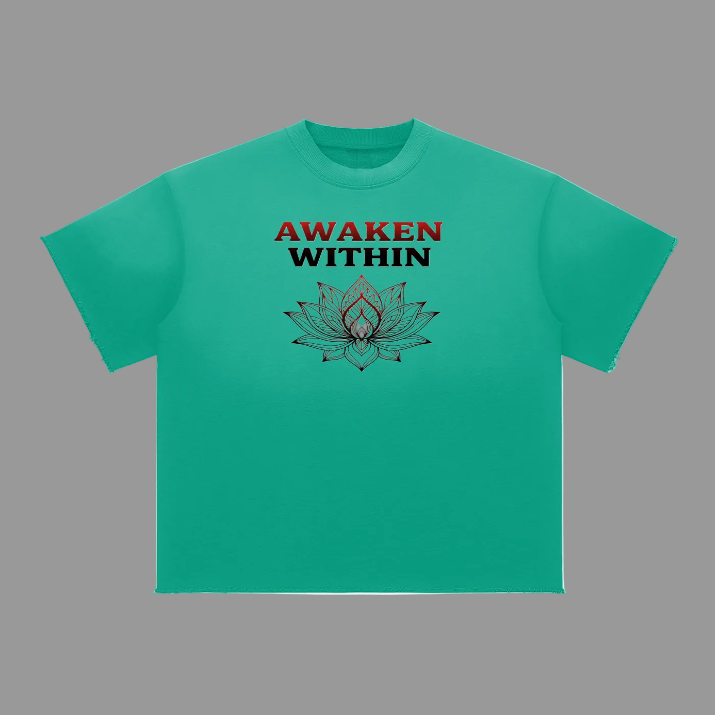 Awaken Within  Lotus Design- Sun Fade Raw Edge T-Shirt