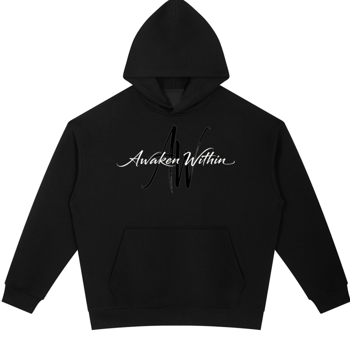 AWA Script Hoodie — Brush AW + Awaken Within Oversized Heavyweight Pullover