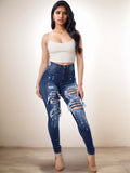 Street Style Sexy Women's Ripped High Waist Jeans - Comfortable and Trendy Ladies Denim Pants