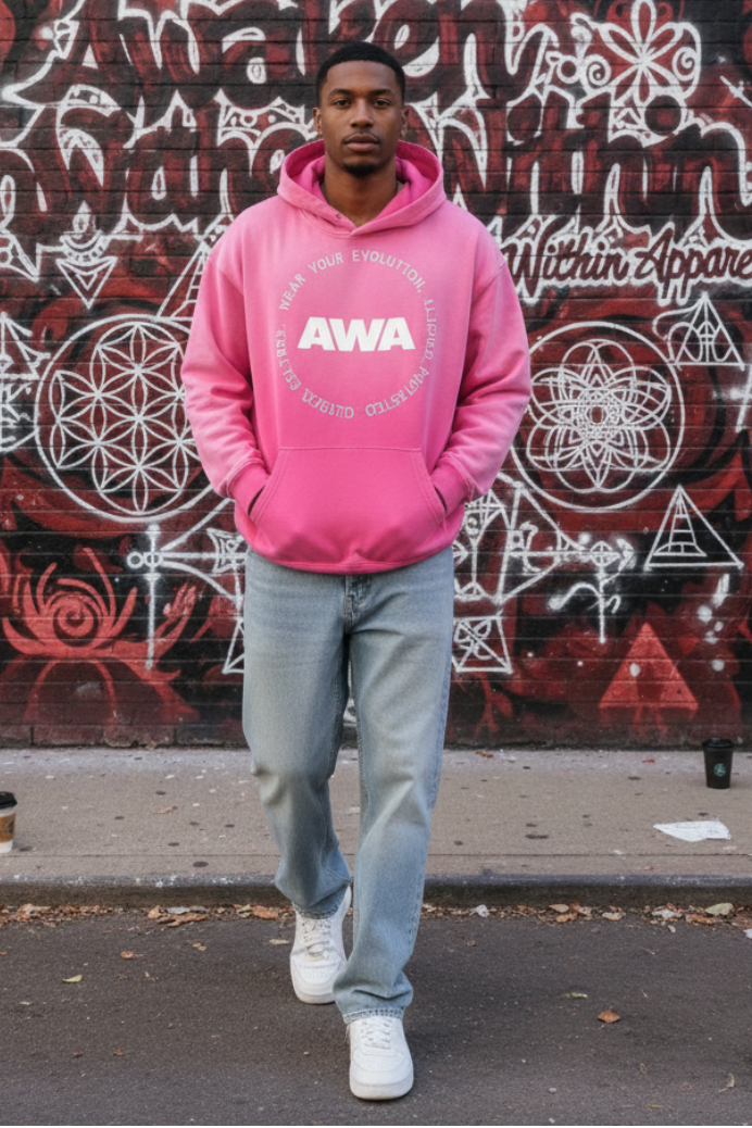 AWA Pink Hoodie – Male Front