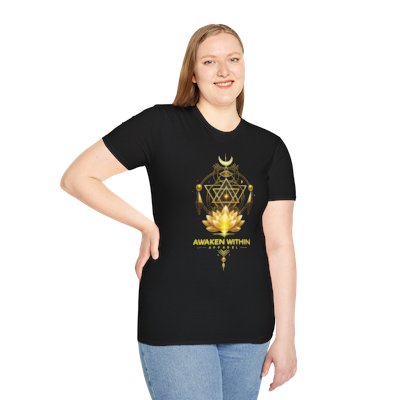 Awaken Within Lotus T-Shirt — Golden Sacred Geometry Spiritual Tee