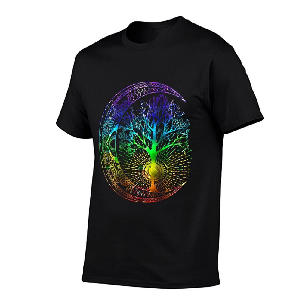 Mandala Moon Chakra Tree of Life  Heathered Texture T-Shirt