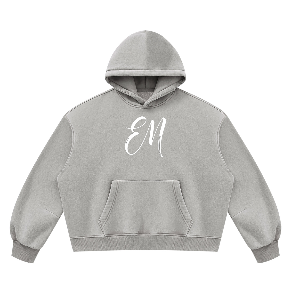 EM Vintage Wash Boxy Fleece Hoodie — Oversized Unisex Streetwear