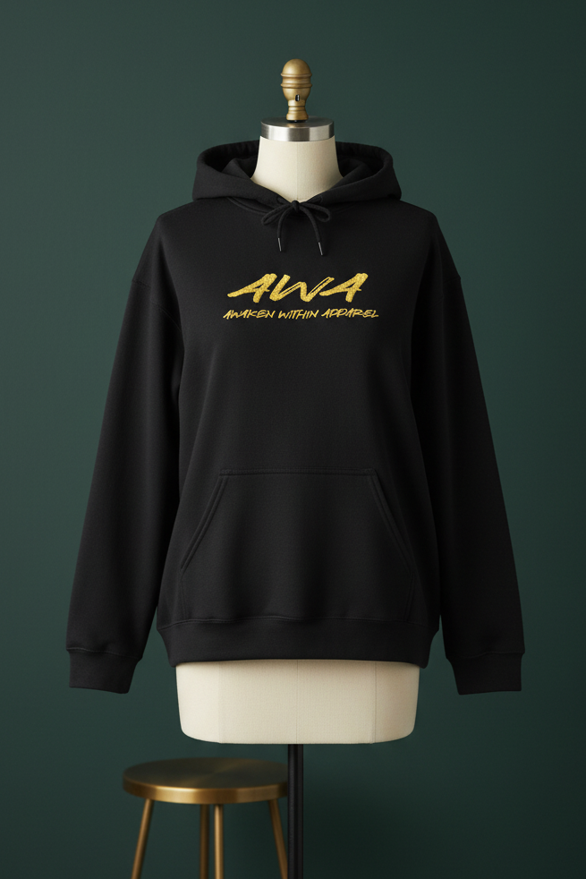 Black AWA hoodie campaign image