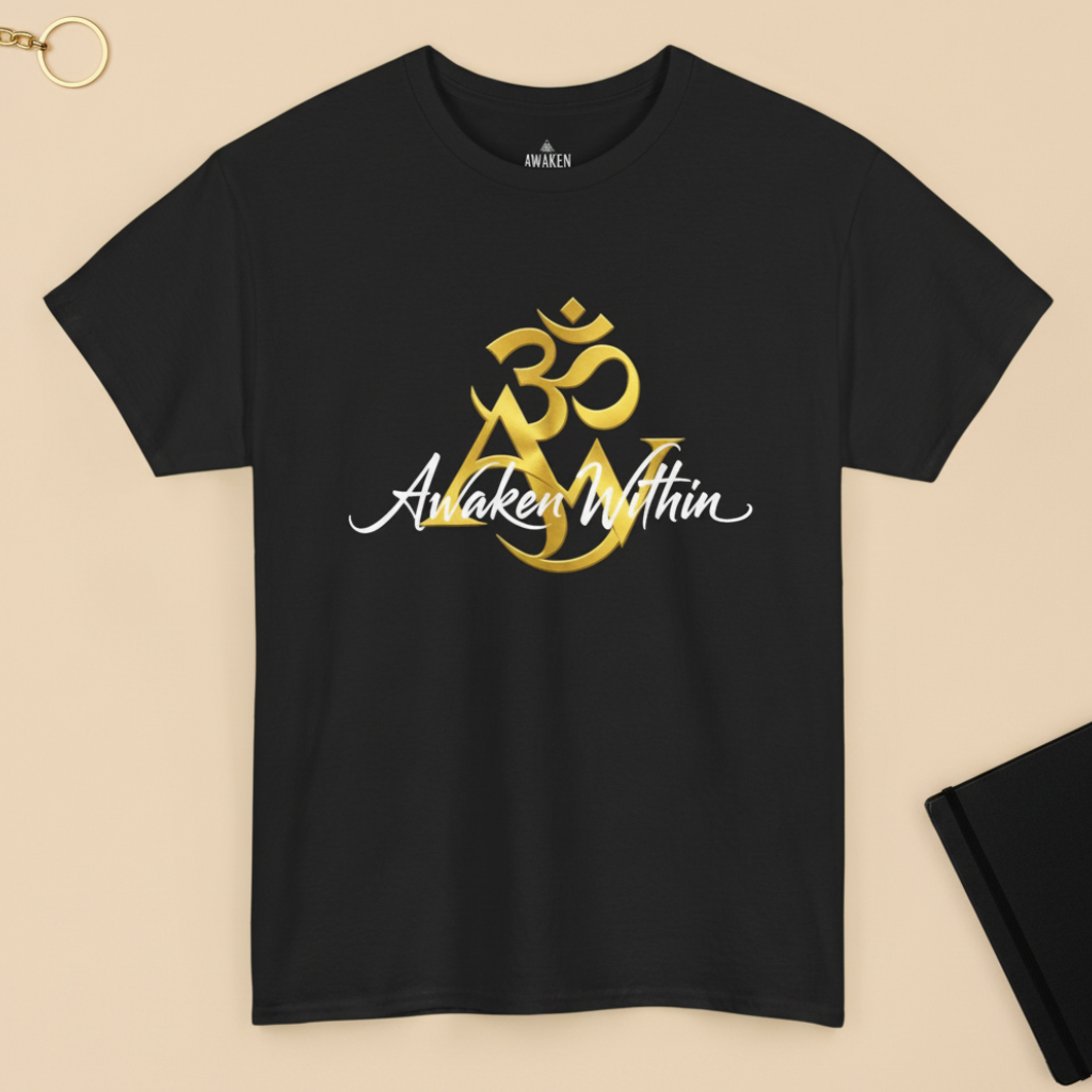 Black spiritual AW tee light flat-lay