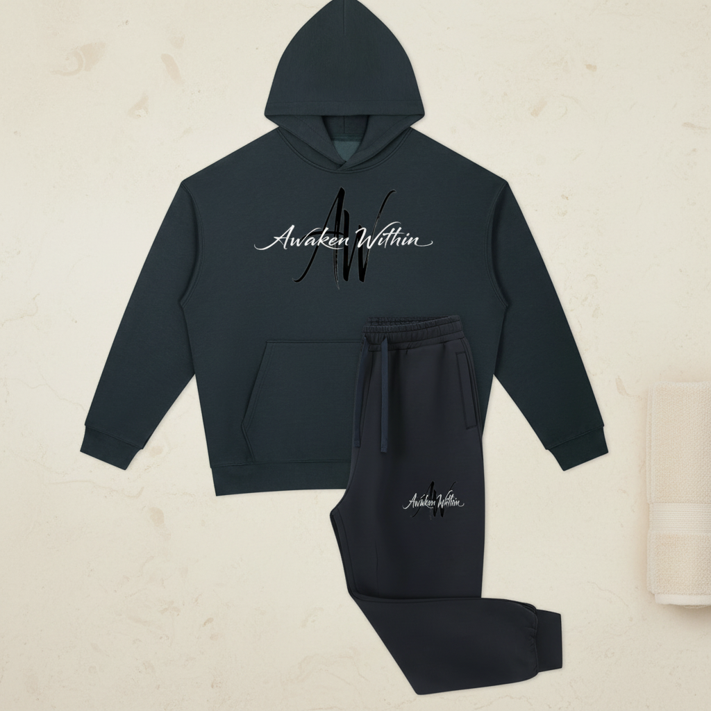 Charcoal AWA set light flat-lay