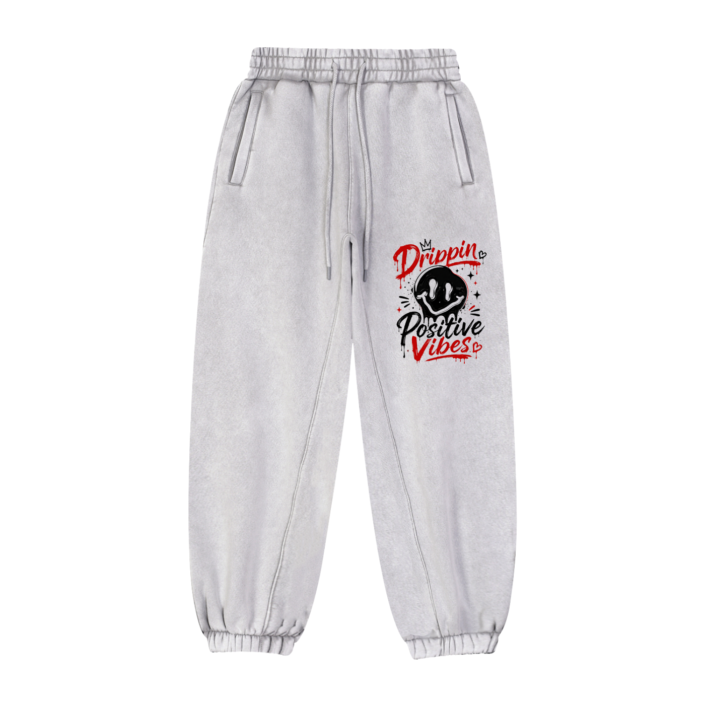 Fleeced Jogger Sweatpants-Drippin Positive Vibes Design