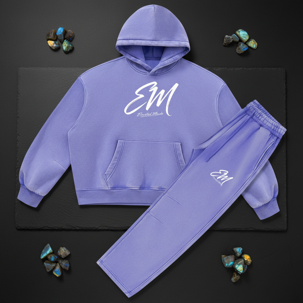 Dark flat-lay lavender EM tracksuit