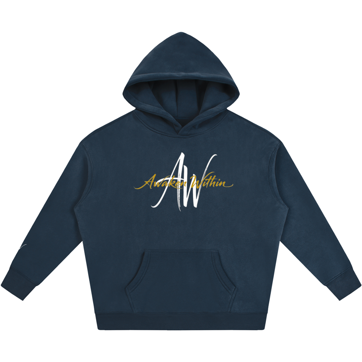 AW Script Logo Oversized Fleece Hoodie — Heavyweight Unisex Streetwear