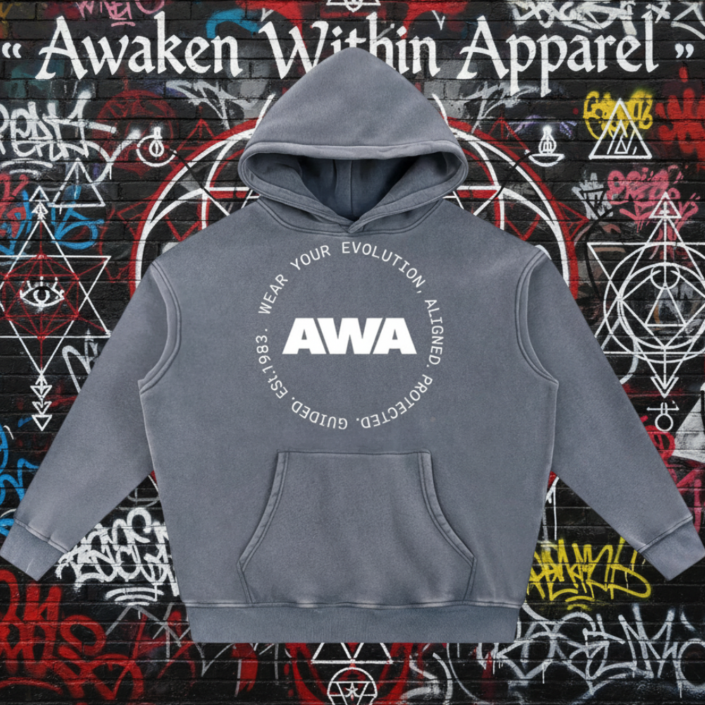 AWA Circle Logo- Snow Wash Fleece Oversize Hoodie- Awaken Within Apparel