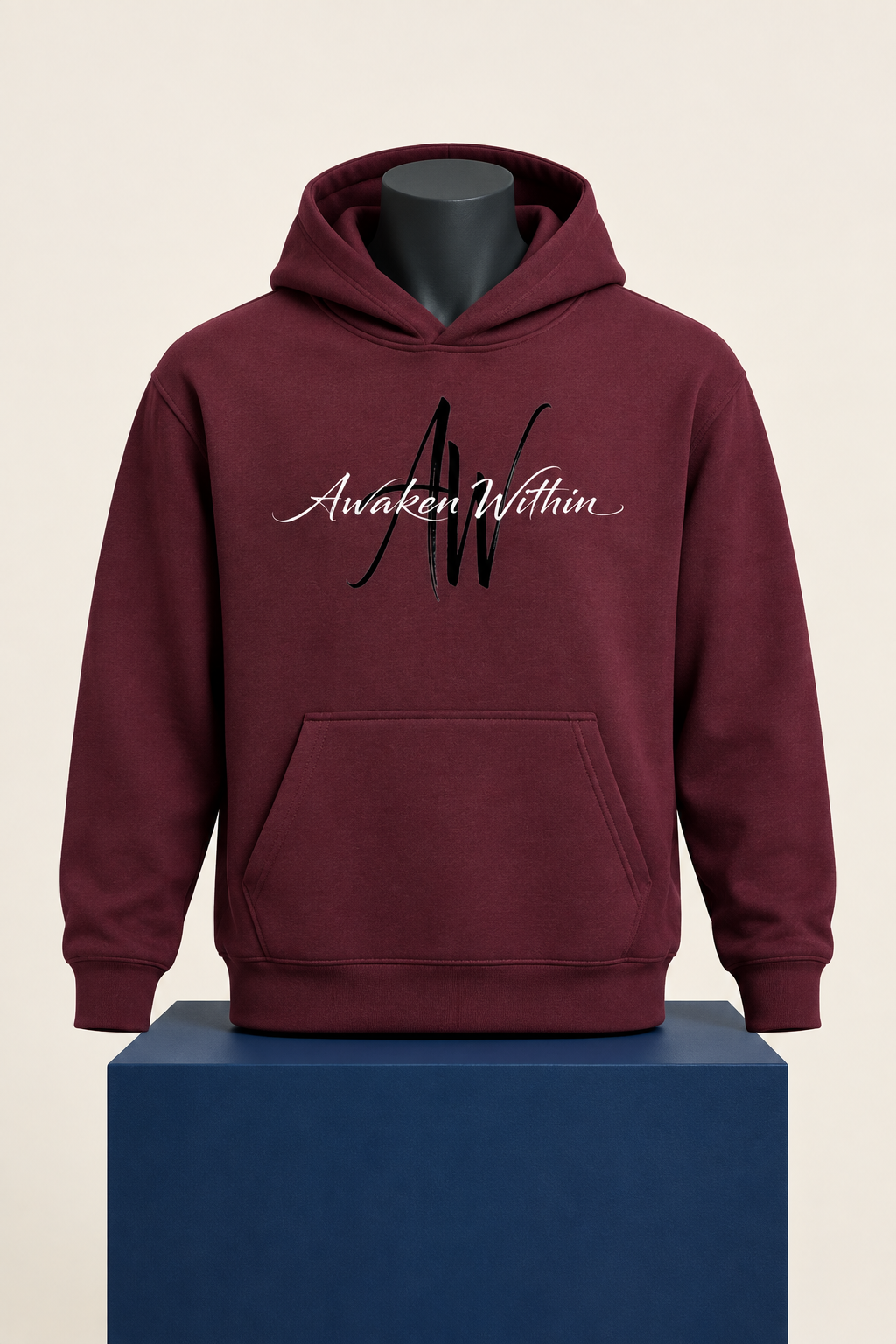 Deep wine AWA hoodie campaign image