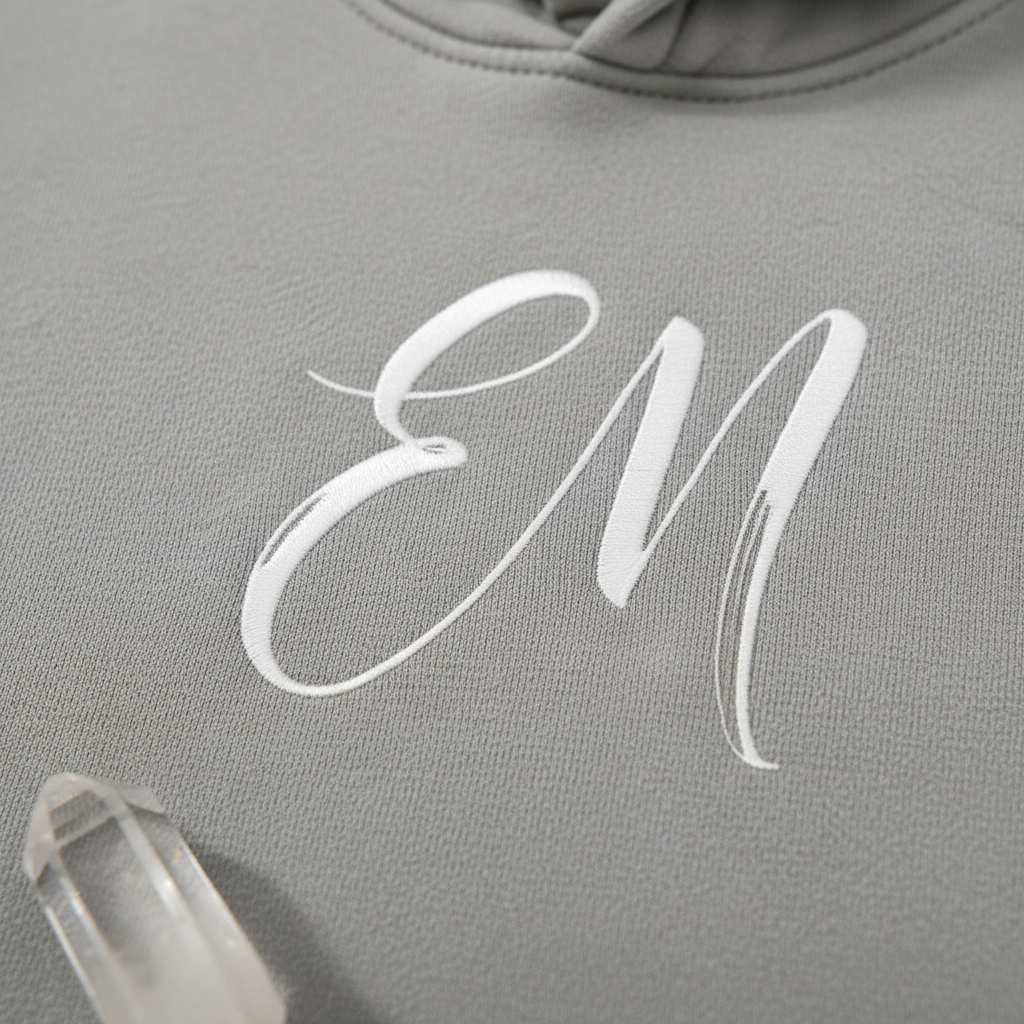Embroidery macro with crystal detail