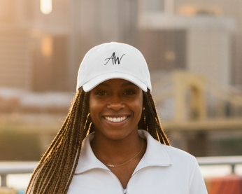 Female model wearing cap