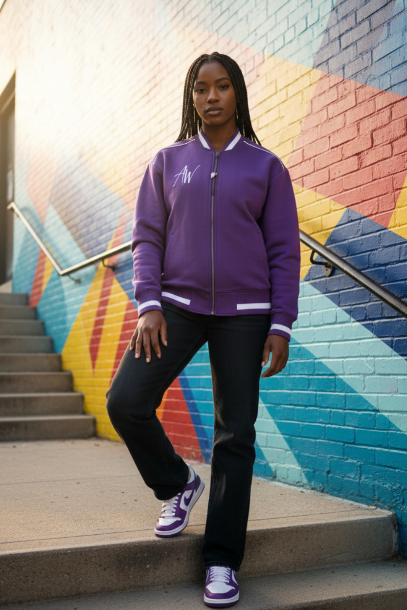 Female model wearing jacket