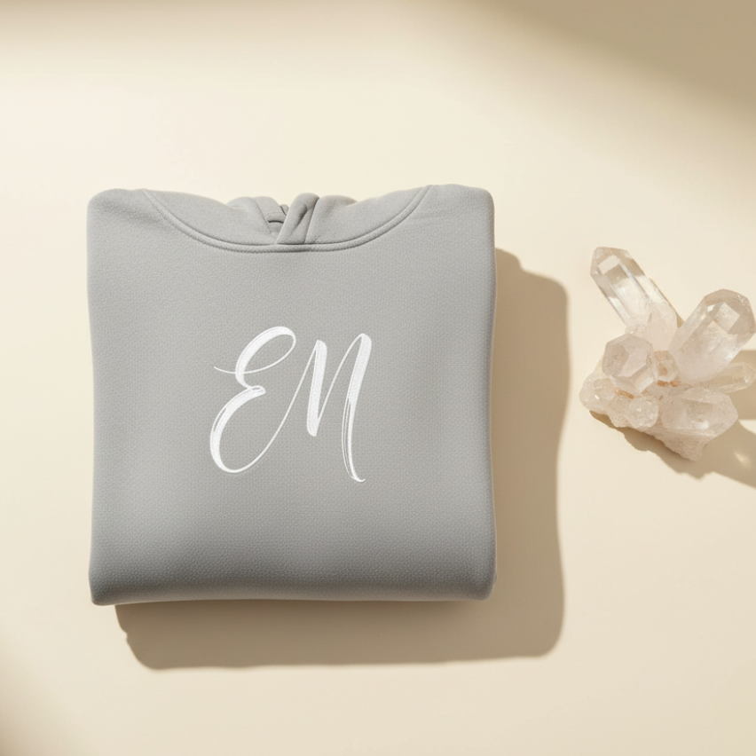 Folded hoodie with crystals