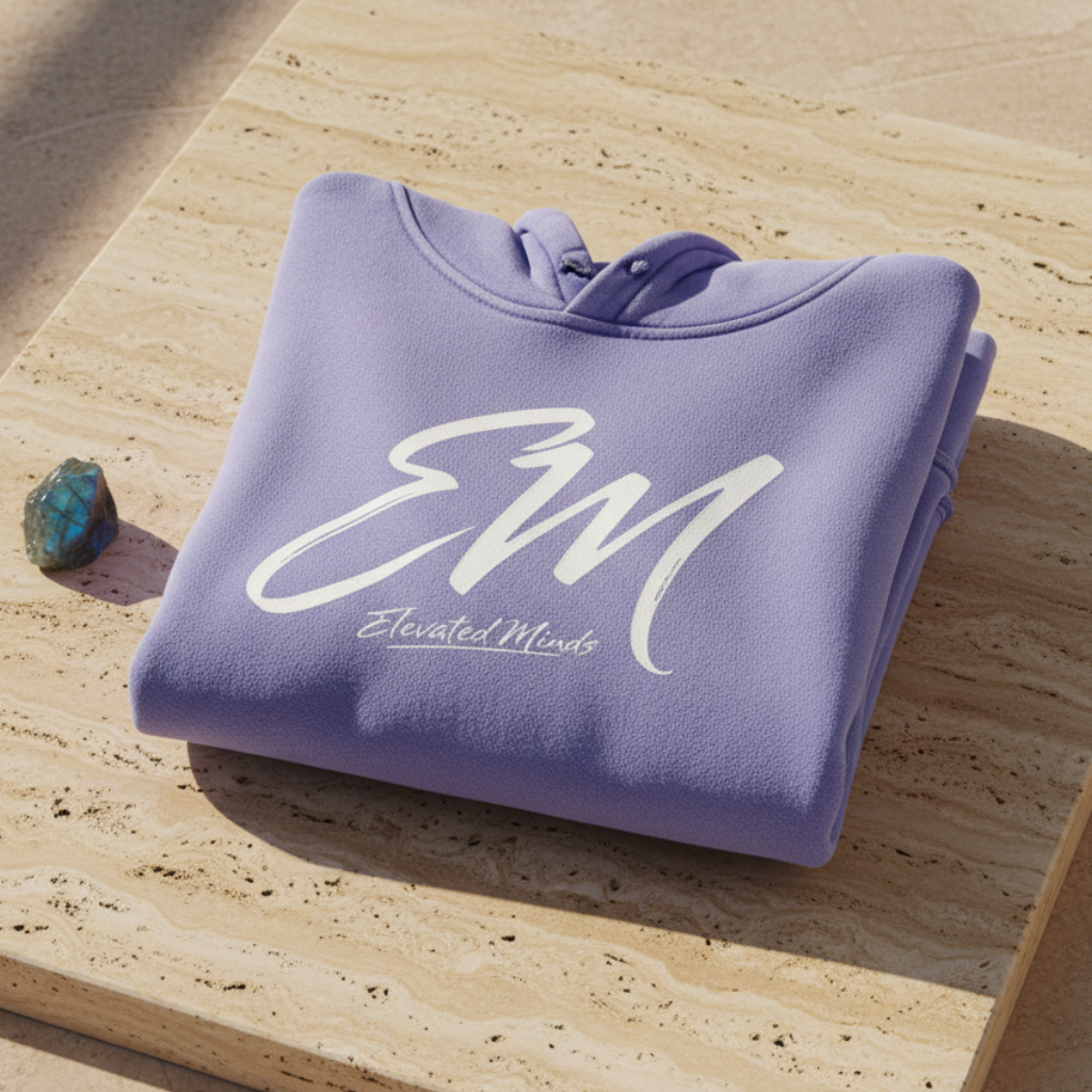 Folded lavender EM hoodie