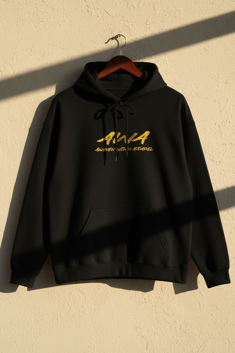 Hanging black AWA hoodie