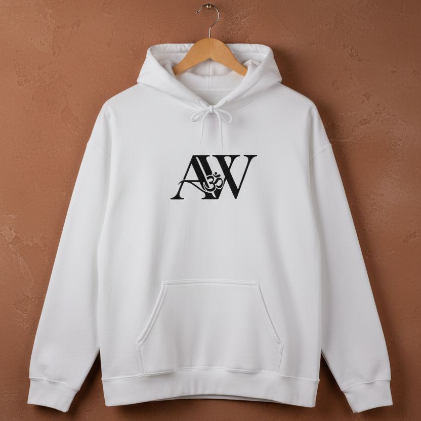 Hanging white AW hoodie