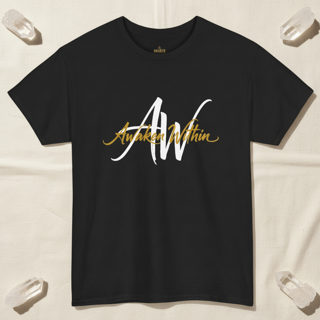 Light flat-lay black Awaken Within tee