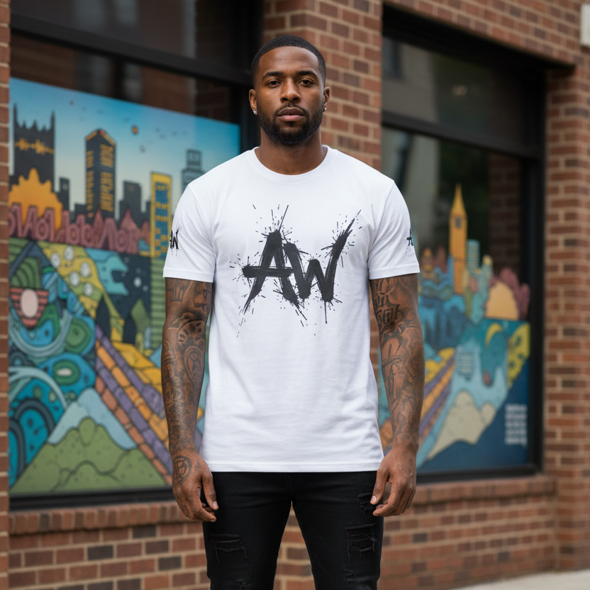 Male model wearing the Awaken tee