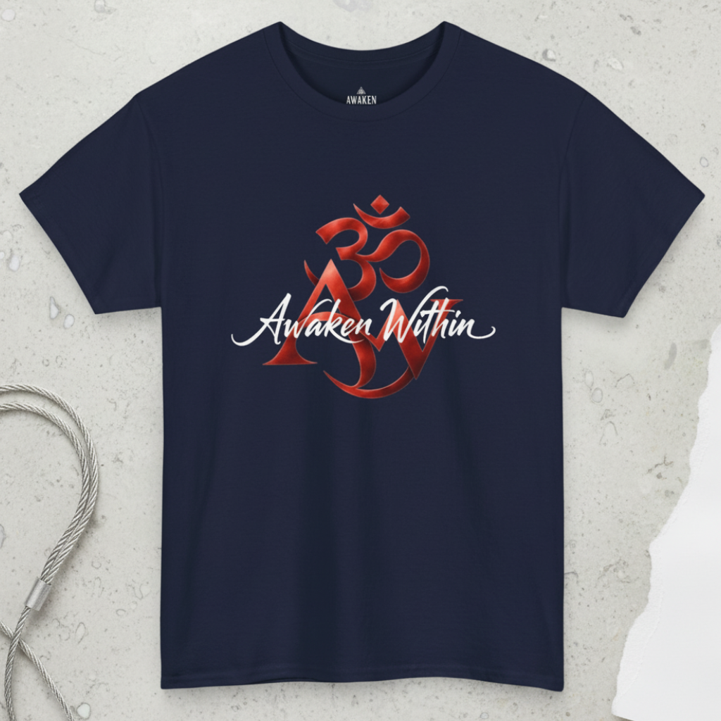 Navy spiritual AW tee light flat-lay