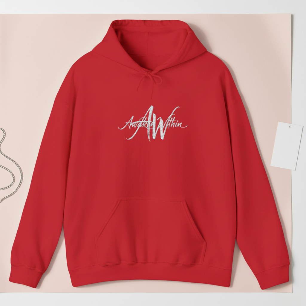 Red hoodie light flat-lay