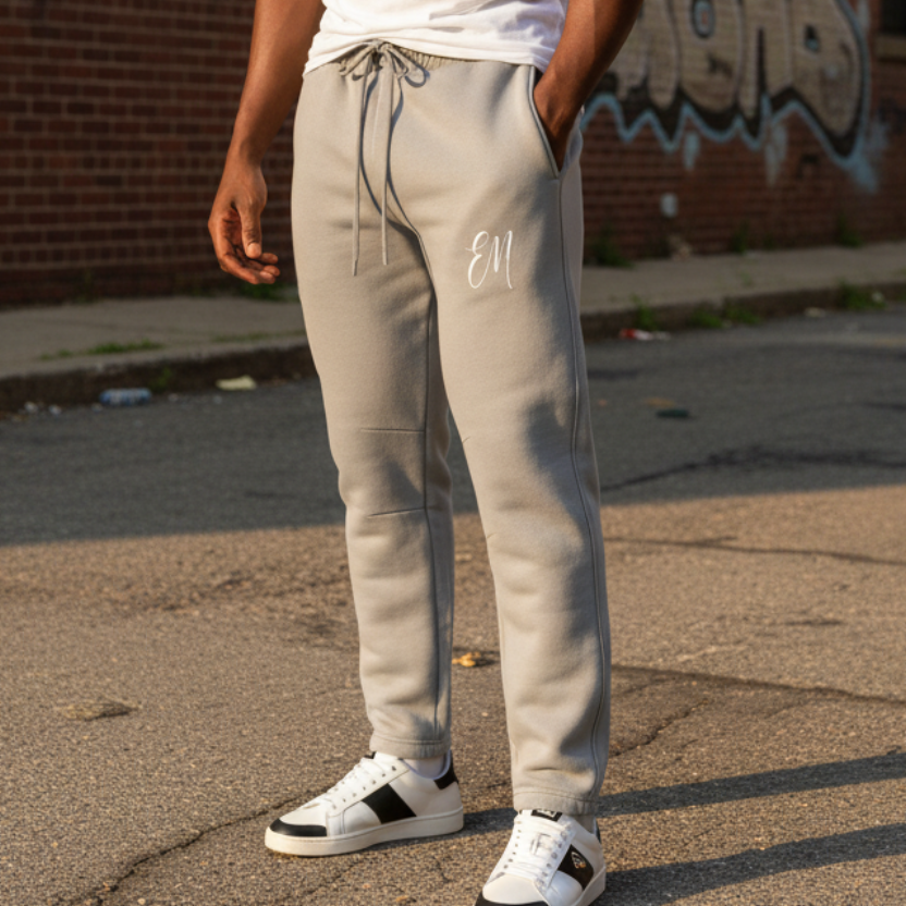 Second male model wearing fitted joggers in Pittsburgh