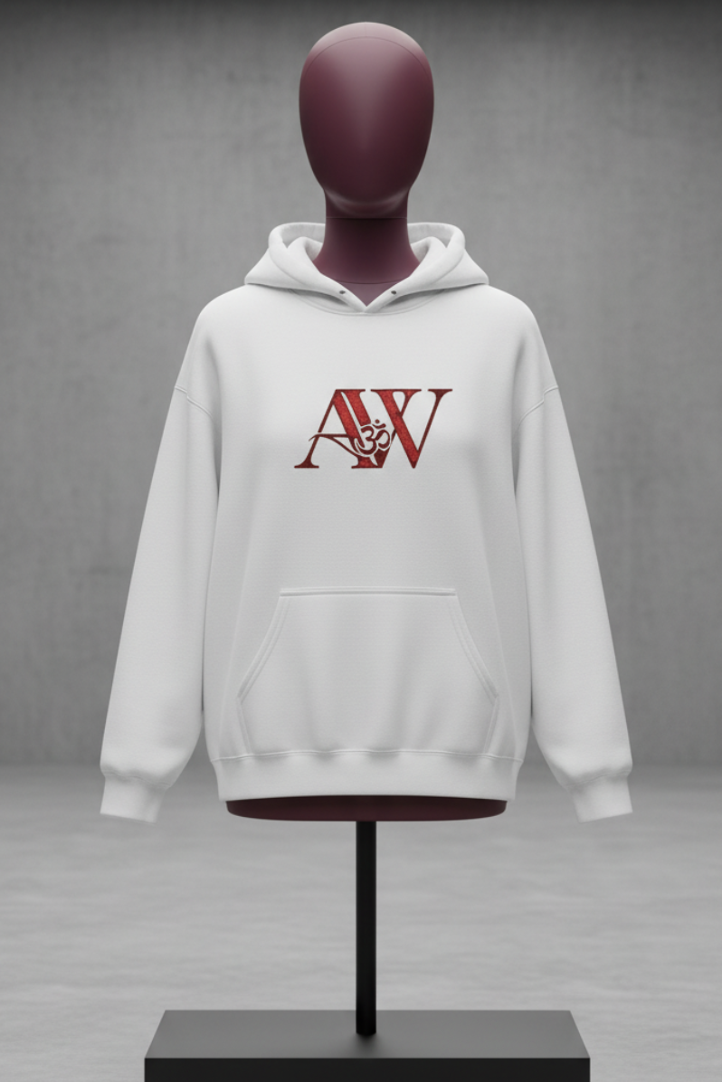 White AWA hoodie campaign image