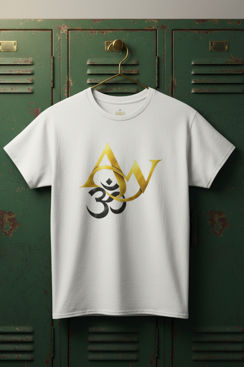 White Om-AW tee vintage-locker display